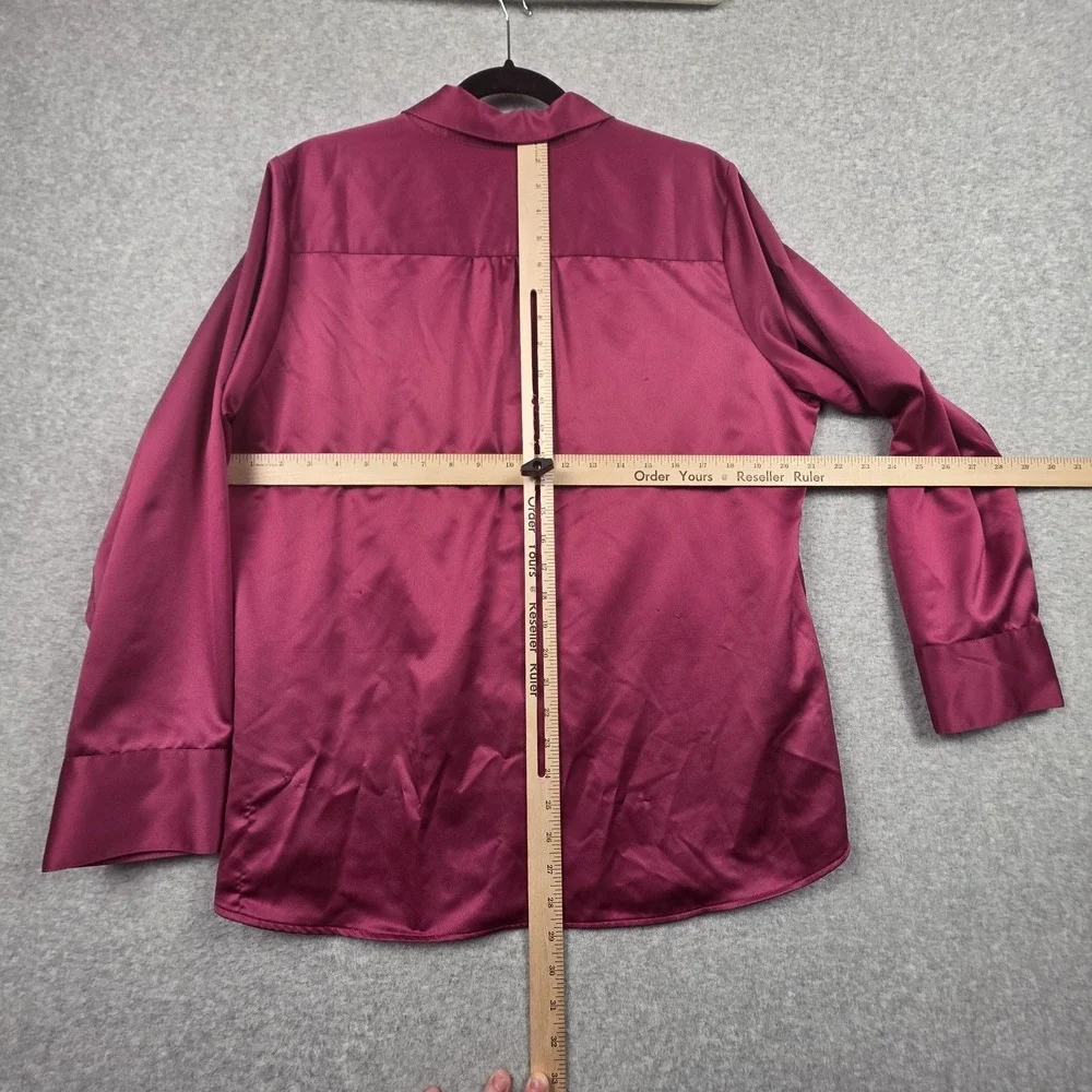 Coldwater Creek Shirt Womens 1X Pink Satin Button Front Long Sleeve Blouse Top - Picture 7 of 10